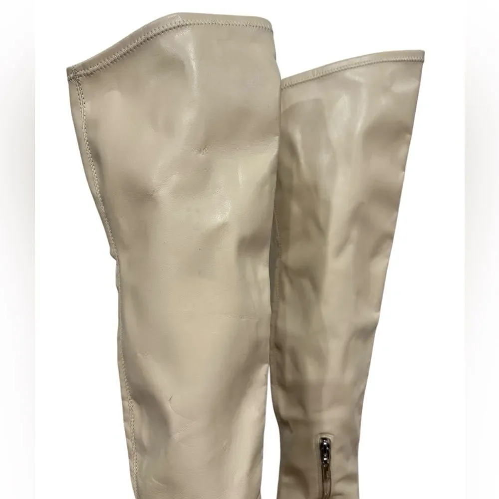 Revolve Schutz GUILY UP LEATHER BOOT in EGGSHELL